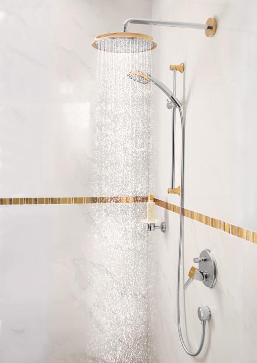 Produktbild hansgrohe Raindance Classic 240 Air 1jet Kopfbrause mit Brausearm : Farbe - Polished Gold Optic (1 Strahlarten, 19 l/min)