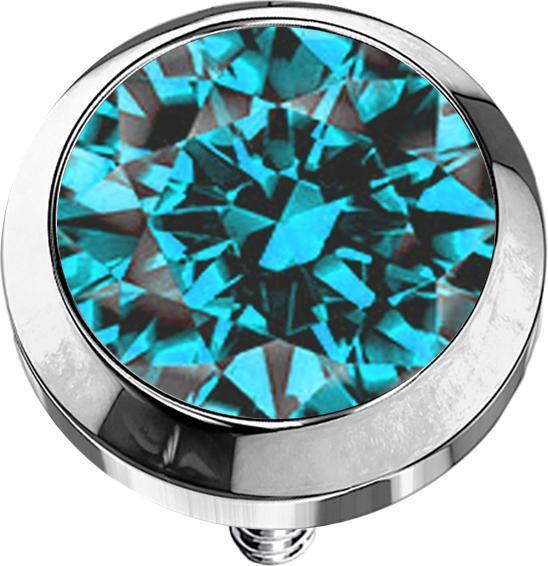 Star Piercing Dermal Anchor silber mit Kristall aqua (ohne Messing, Titan G23)