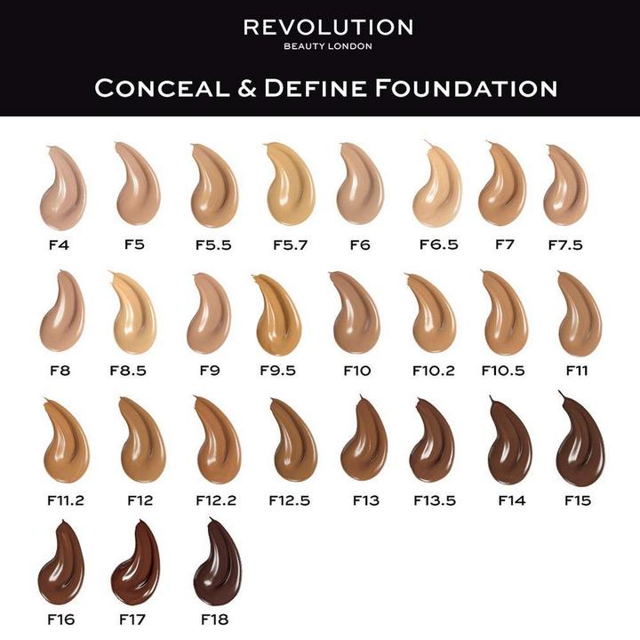 Actual product image Makeup Revolution Conceal & Define Foundation F9 23ml - 1 pc. (F9)