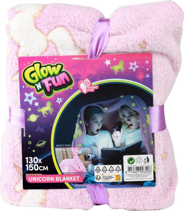 Produktbild Toi-Toys Glow N fun Glow in the Dark Decke Einhorn, 130x150cm (130 x 150 cm)