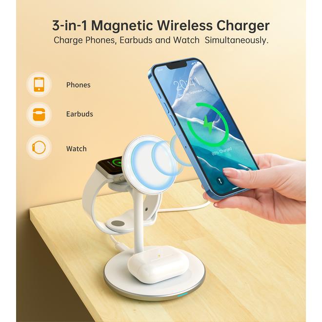 Immagine prodotto Choetech Caricabatterie wireless 3 in 1 da 15W T585 F (15 W)