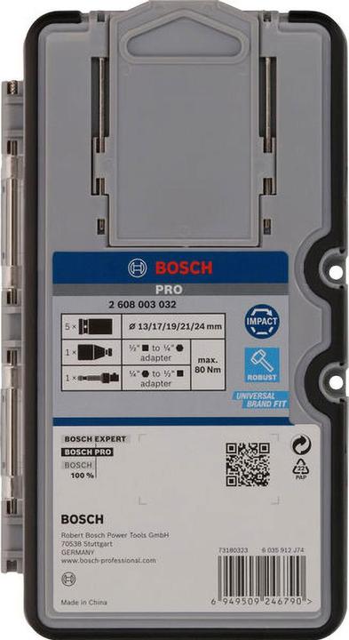 Produktbild Bosch Professional Zubehör PRO Impact Steckschlüsseleinsatz-Set (19 mm, 21 mm, 24 mm, 13 mm, 17 mm)