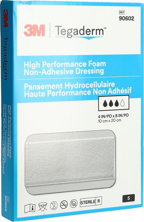 Actual product image 3M Tegaderm High Performance Foam Schaumkompresse 10x20cm non adhäsiv 5 Stk