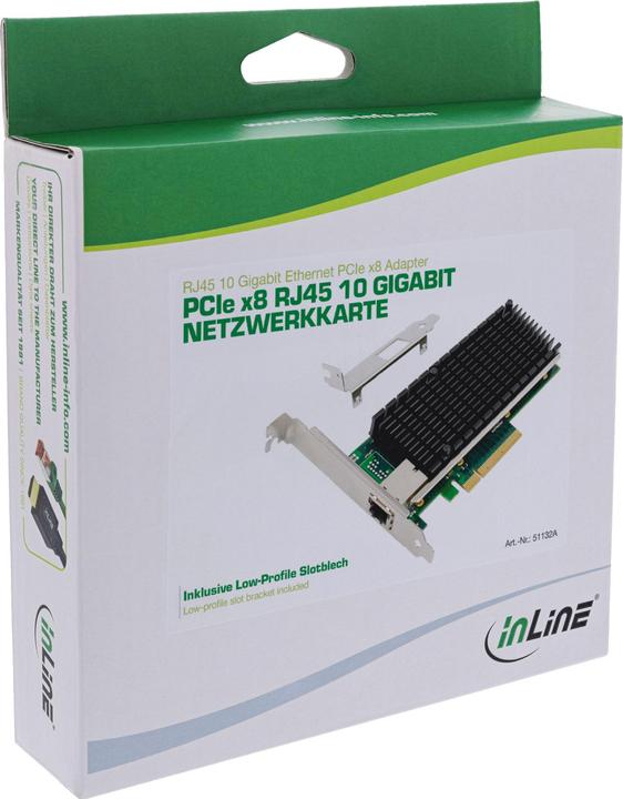 Actual product image InLine 10 Gigabit network card, 1x RJ45 10Gb/s, PCIe x8, incl. low profile slot bracket (PCIe)