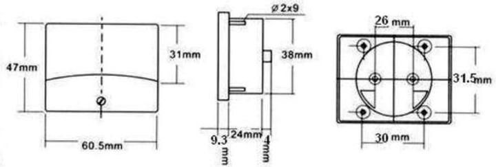 Actual product image Hopesun ANALOG INSTALLABLE CURRENT METER 100 mA DC / 60 x 47 mm
