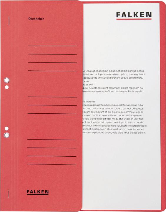 Image du produit Falken Chemise à oeillets A4, 1/2 VD, agrafage gouvernemental, 250 g, A4, rouge (A4, 50 x)