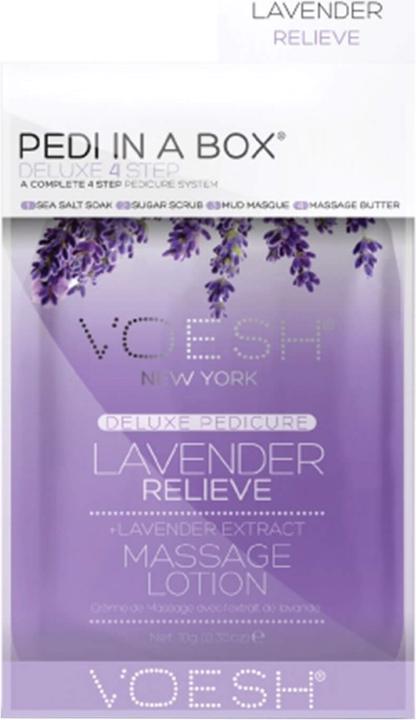 Immagine prodotto Voesh Pedi In A Box Deluxe 4 Step Lavender Relieve (Pediluvio, Crema piedi e gel piedi, Maschera del piede)