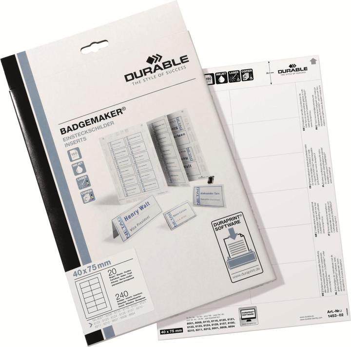 Actual product image Durable Badgemaker insert labels for name tags