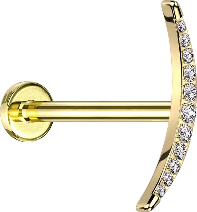 Immagine prodotto Star Piercing Micro Labret filo interno placcato oro mezzaluna argento con cristalli argento (senza ottone)
