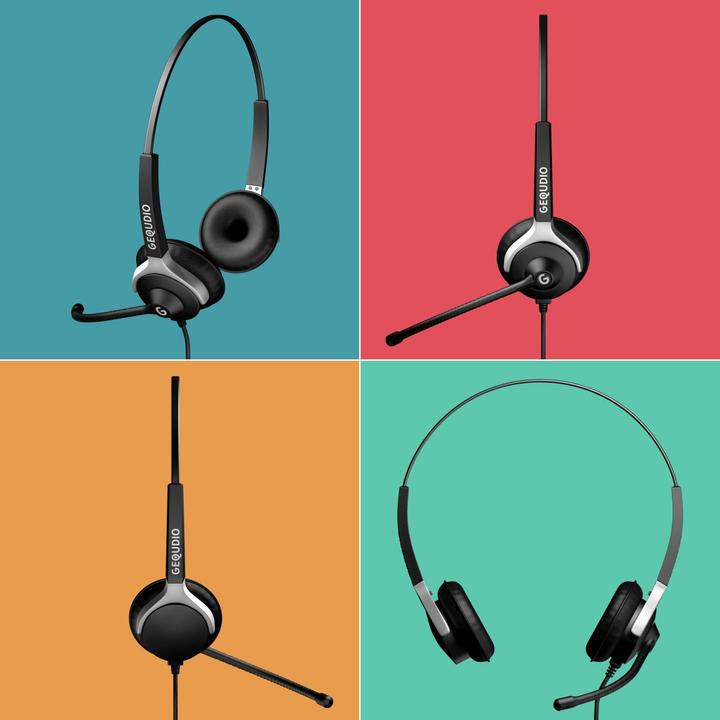 Produktbild Gequdio Headset 2-Ohr mit 2,5mm Klinke kompatibel für Gigaset/Cisco-SPA/Panasonic (Kabelgebunden)