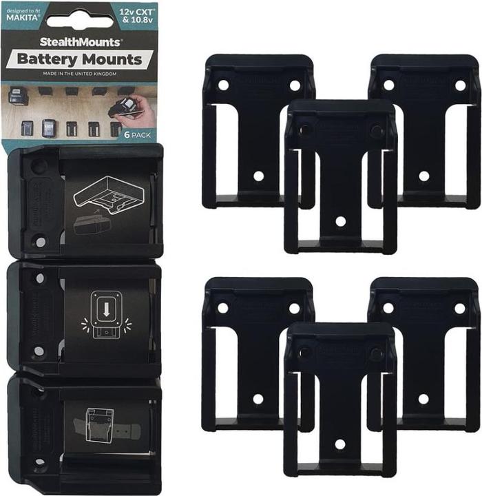 StealthMounts BM-MK12-BLK-6 Schwarze Batteriehalter für Makita 12v CXT (6 Stück)