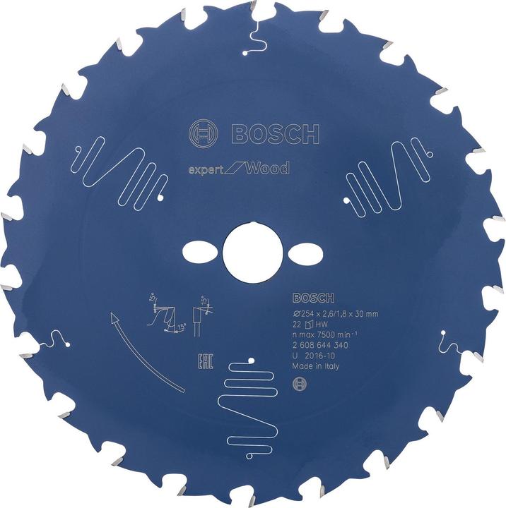 Bosch Professional Zubehör Kreissägeblatt Expert for Wood, 254 x 30 x 2,6 mm, 22