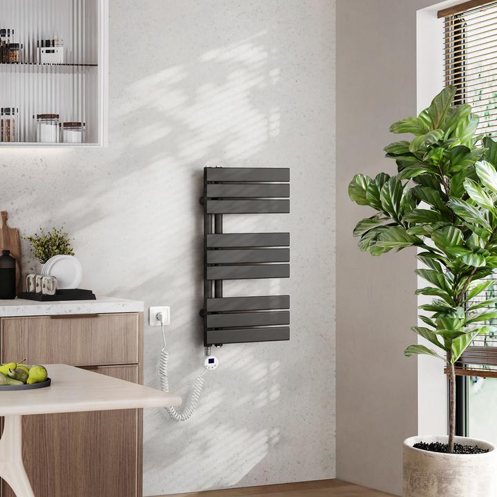 Produktbild Emke Elektrischer Handtuchwärmer mit Heizstab und Timer, Anthrazit 762x400mm 400W (400 W)
