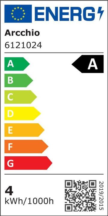 Energie-Label Arcchio LED-Filamentlampe E27 3,8W 3.000K, 806 Lumen, klar (E27, 3.80 W, 806 lm, 1 x, A)