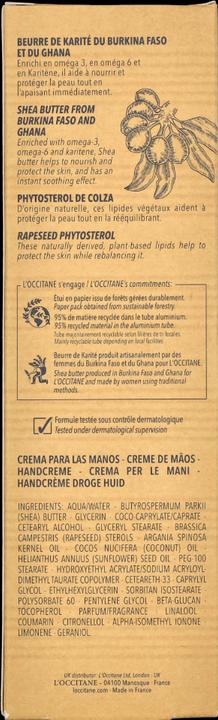 Nutritional values and ingredients L'Occitane Crème Mains Essentiel (150 ml)
