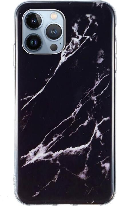 Actual product image Cover-Discount iPhone 15 Pro Max - Silicone Rubber Case Black Marble (Apple iPhone 15 Pro Max)