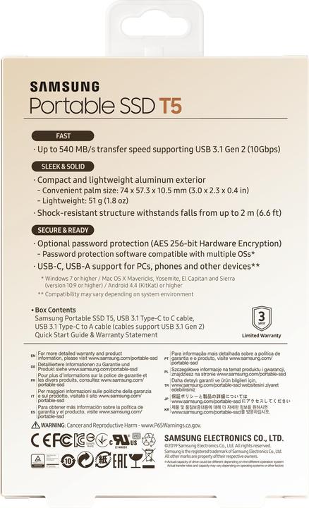 Image du produit Samsung T5 portable (500 Go)