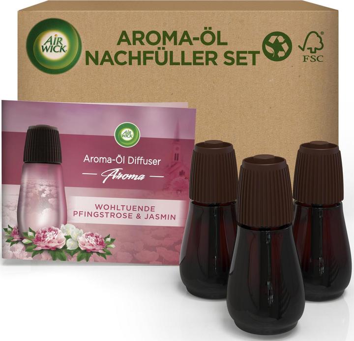 Air Wick Aroma-Öl Diffuser eCom Nachfüller-Set Wohltuende Pfingstrose & Jasmin