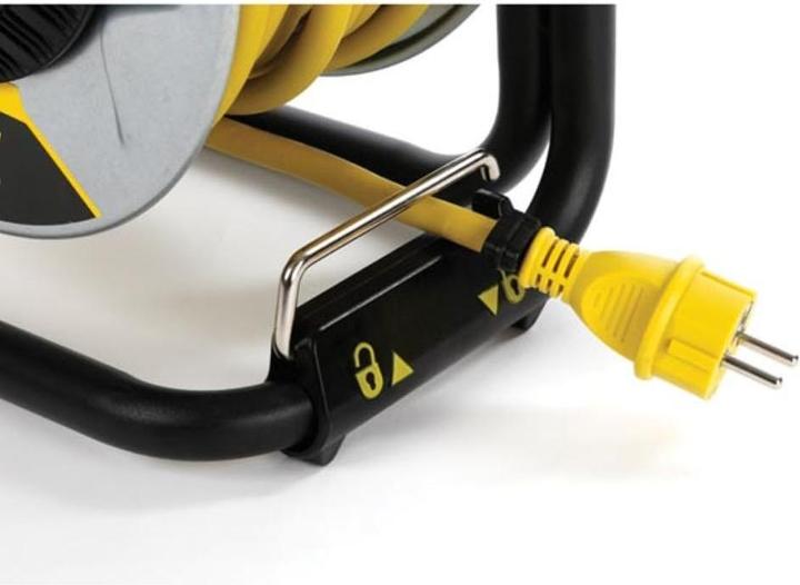 Actual product image Velleman FATMAX PROFESSIONAL NEOPRENE CABLE REEL WITH ANTI-TWIST SYSTEM - 40 m - 3G2.5 - 4 SOCKETS (40 m, 3 mm²)