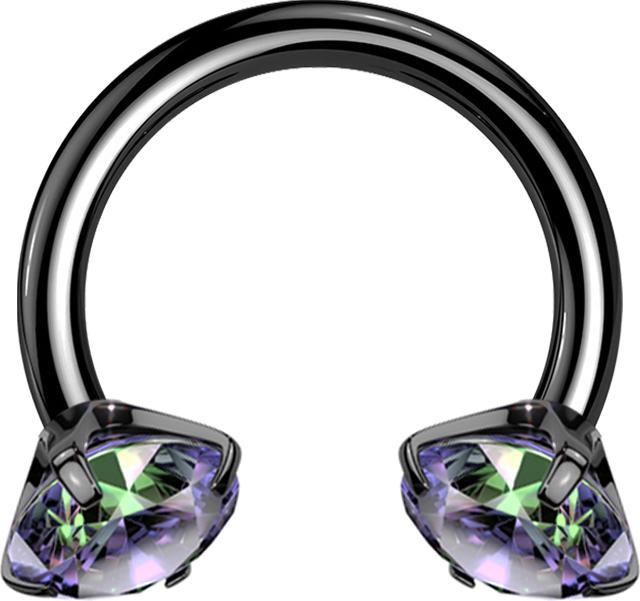 Actual product image Star Piercing Micro Circular Barbell Innengewinde schwarz zwei Kristalle dunkel multicolor gefasst (Titanium)