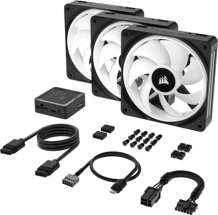 Actual product image Corsair iCUE LINK QX120 RGB 120 mm PWM fan (black, starter kit) (120 mm, 3 x)