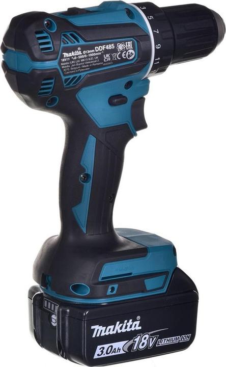 Actual product image Makita DDF485RFJ 2x 3.0 Ah 18V cordless drill screwdriver (Rechargeable battery operated)