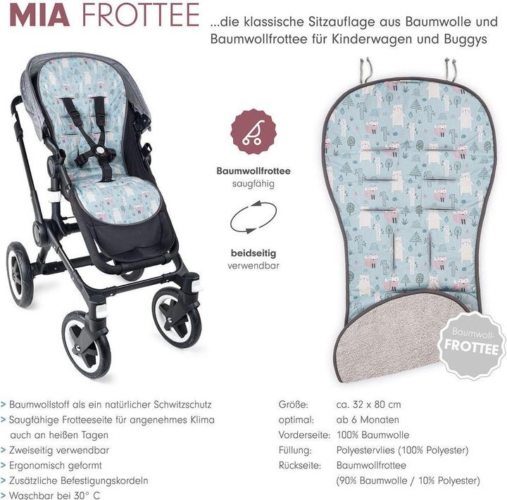 Actual product image Liebes von Priebes Sitzauflage Mia für Kinderwagen und Buggys Frottee