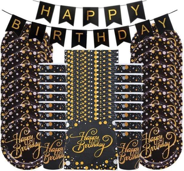 Image du produit MU Style Set de vaisselle jetable d'anniversaire pour 16 personnes (1 x)