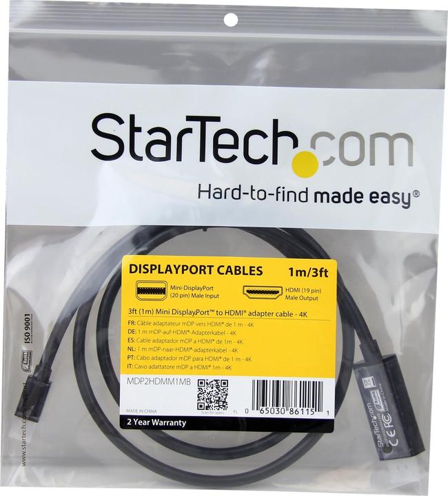 Produktbild StarTech 3ft mDP to HDMI cable - 4K (1.01 m, HDMI, DisplayPort)