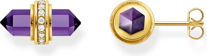 Thomas Sabo Ohrstecker mit violettem Onyx Kristall vergoldet (925 Sterlingsilber, 750 Gelbgold Vergoldung)