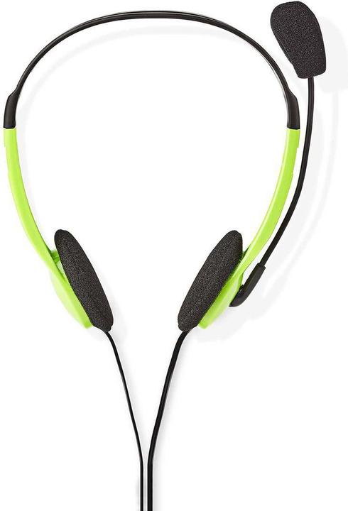 Actual product image Nedis PC Headset | On Ear | Stereo | 2x 3.5 mm | Foldable Microphone | 2.00 m | Green (Cable)