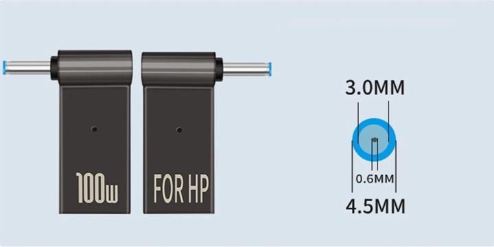 Immagine prodotto PowerGuard USB-C to HP Notebook Charger Adapter (4.5 x 3 mm, 0.6mm) (100 W)