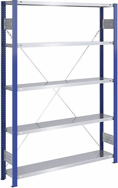 Produktbild eurokraft pro Lager-Steckregal, Regalständer blau, HxB 2000x1300, Boden verzinkt, GR, T 300
