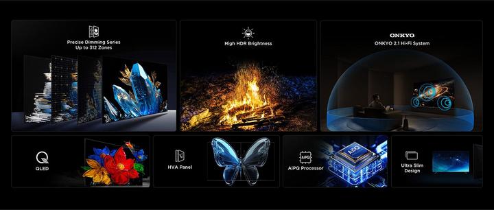 Immagine prodotto TCL Serie Q6C Smart TV QD-MiniLED 4K 85" 85Q6C, audio Onkyo 2.1, Dolby Vision IQ & Atmos, Google TV (85", Mini-LED, 4K, 2025)
