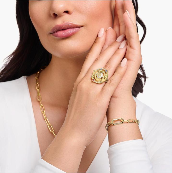 Produktbild Thomas Sabo Cocktailring im kosmischen Design mit bunten Steinen vergoldet (54, 925 Silber)