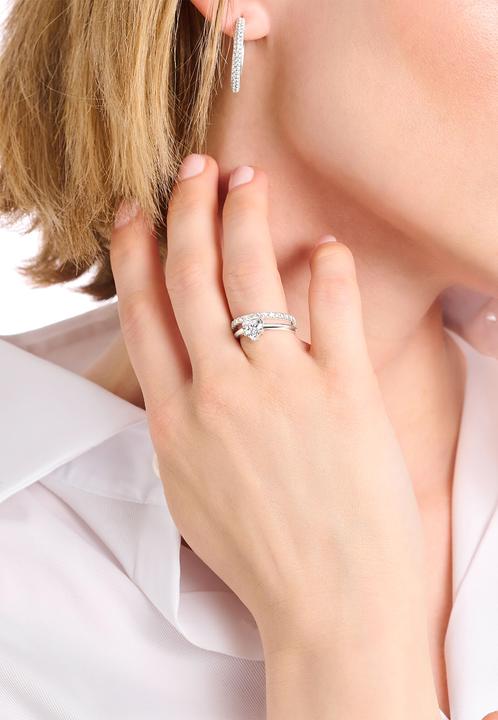 Immagine prodotto Thomas Sabo Anello con pietra bianca a forma di cuore (56, 925 Argento)