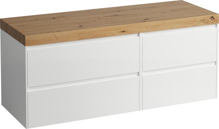 Laufen Lani Waschtischplatte wildeiche inkl. Unterschrank, ohne Ausschnitt, grosse Schublade links