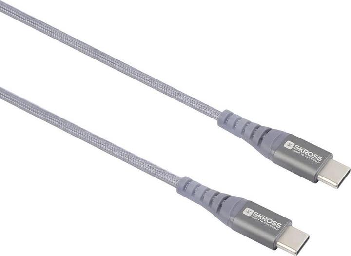 Actual product image Skross USB Cable USB-C to USB-C Cable 2.0, Braiding, 1.20m space gray (1.20 m, USB 2.0, 36 W)