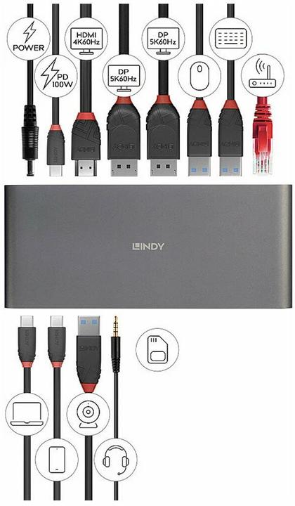 Immagine prodotto Lindy Docking station USB 3.2 Tipo C per computer portatili (USB-C, 3 Porti)
