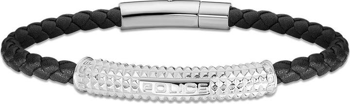 Police Hardware Armband (21 cm, Leder, Edelstahl)