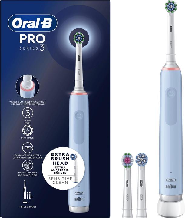 Actual product image Oral-B PRO Rechargeable Electric Toothbrush 3 3700 Blue, 3 brush heads, 1 toothbrush (Oscillating toothbrush)