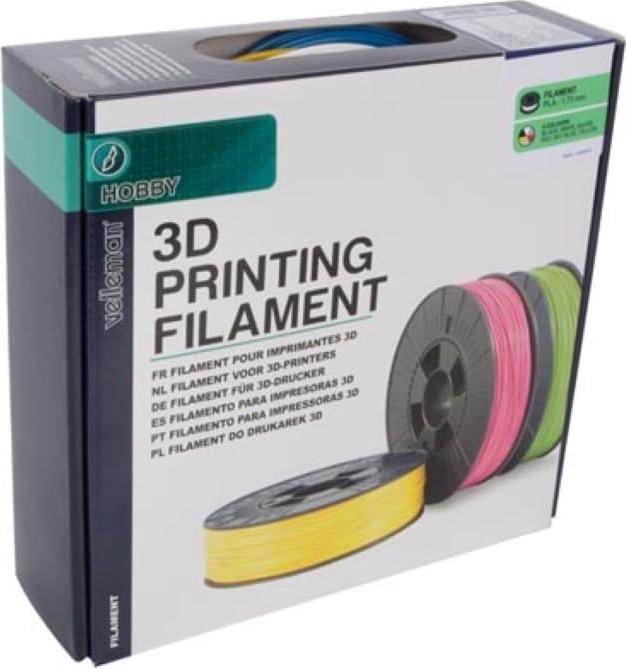 Produktbild Velleman PLA-FILAMENT-SORTIMENT - 1.75 mm - 6 FARBEN - F?R 3D-DRUCKER UND 3D-STIFT (PLA, 1.75 mm, 750 g, Mehrfarbig)