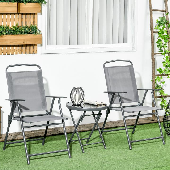 Produktbild Outsunny Gartenmöbel-Set mit Glastisch und 2 Stühlen (64 cm)