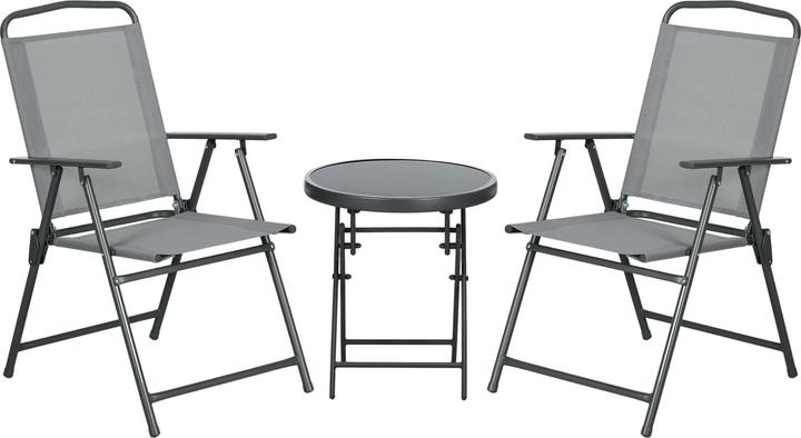Produktbild Outsunny Gartenmöbel-Set mit Glastisch und 2 Stühlen (64 cm)