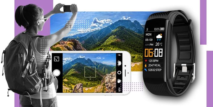 Immagine prodotto Giewont Bracciale intelligente GW200-4, colore nero, bracciale aggiuntivo viola (64.50 mm, 3G)
