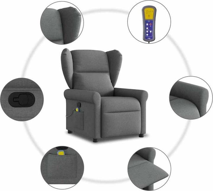 Immagine prodotto VidaXL Poltrona massaggiante in tessuto grigio scuro Poltrona TV massaggiante