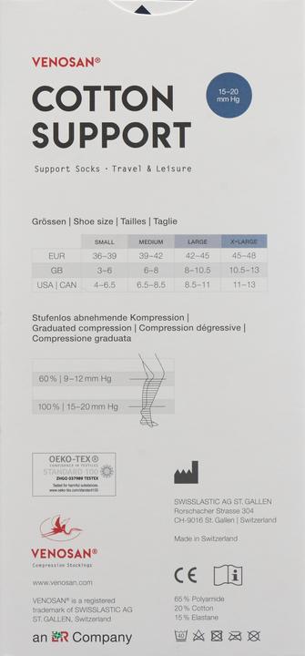 Produktbild Venosan COTTON SUPPORT Socks A-D L anthracite (L)