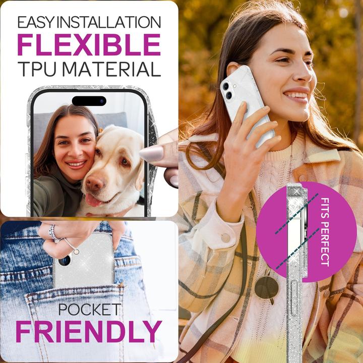 Produktbild Nalia Klare Glitzer Silikon Hülle (Apple iPhone 16)
