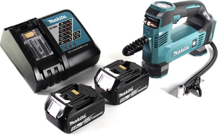 Actual product image Makita DMP 180 RT Battery compressor 18 V 8.3 bar + 2x battery 5.0 Ah + charger (8.30 bar, 12 l)