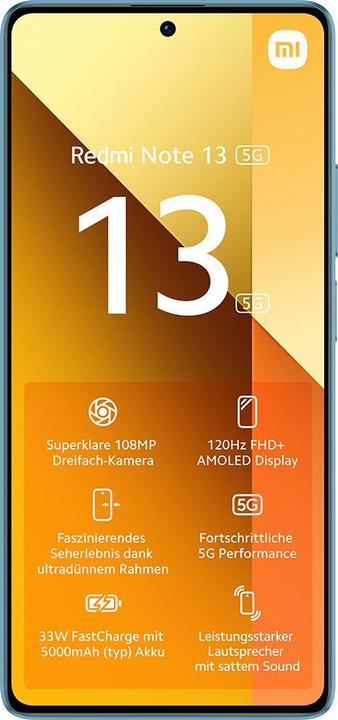 Actual product image Xiaomi Redmi Note 13 5G (128 GB, Ocean Teal, 6.67", Hybrid Dual SIM, 100 Mpx, 5G)